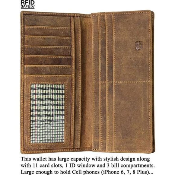 Mou Meraki RFID Blocking Mens Genuine leather Bifold Long Wallet - Picture 2 of 7